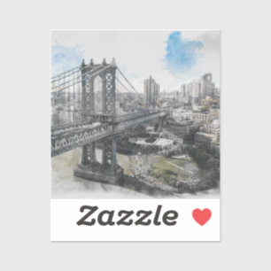 Elegante Waterverf Brooklyn Bridge NYC Sticker