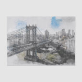 Elegante Waterverf Brooklyn Bridge NYC Tissuepapier (Voorkant)