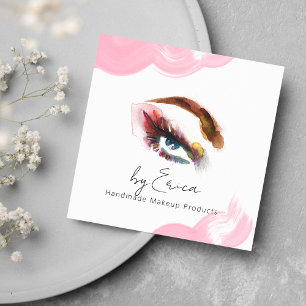 Elegante Waterverf Brushstroke Blush Pink Eye QR Vierkante Visitekaartje