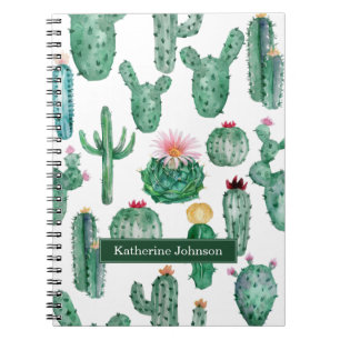 Elegante Waterverf Cactus Flower Planten Pattern Notitieboek