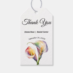 Elegante Waterverf Calla Lelies Romantische Bloeme Cadeaulabel