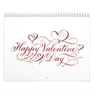 Elegante waterverf-calligrafie Gelukkige Valentijn Kalender