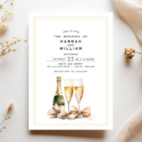 Elegante Waterverf Champagne Bow Bruiloft