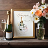Elegante Waterverf Champagne Westerne bruiloft Poster