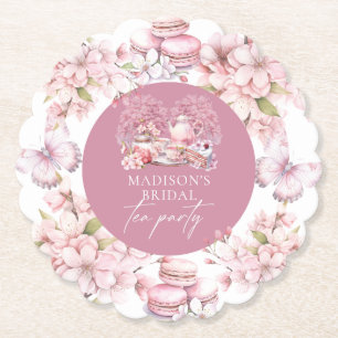 Elegante Waterverf Cherry Blossom Bruidsthee Kartonnen Onderzetters
