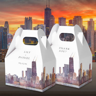 Elegante Waterverf Chicago Huwelijk Bedankdoosjes