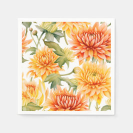 Elegante Waterverf Chrysanthemum Servet