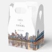 Elegante Waterverf Cincinnati Ohio Trouw Bedankdoosjes (Geopend)