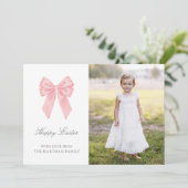 Elegante Waterverf Coquette Bow Paasfoto Feestdagenkaart (Staand voorkant)