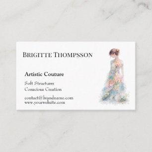 Elegante Waterverf Couture Bruidsmodeontwerper Visitekaartje