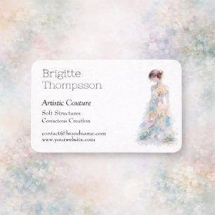 Elegante Waterverf Couture Bruidsmodeontwerper Visitekaartje
