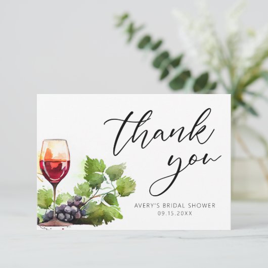 Elegante Waterverf Dank u Wijnproeverij Classic Bedankkaart (Staand voorkant)