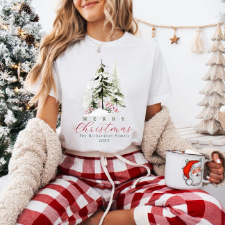 Elegante Waterverf Dennenbomen Op Maat Gemaakte Ke T-shirt