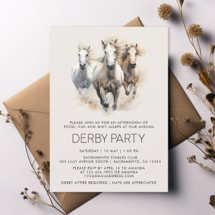 Elegante Waterverf Derby Party Paardenrennen Kaart