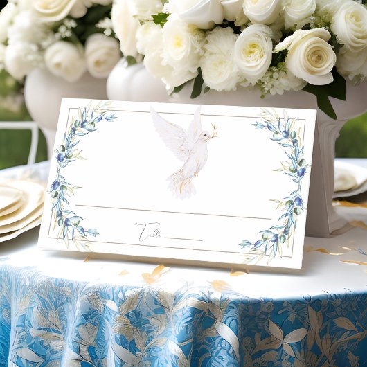 Elegante Waterverf Dove & Olive Leaves Wedding