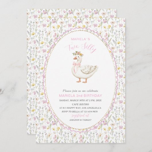 Elegante Waterverf Een 2e verjaardag gekke gans B Kaart (Voorkant / Achterkant)