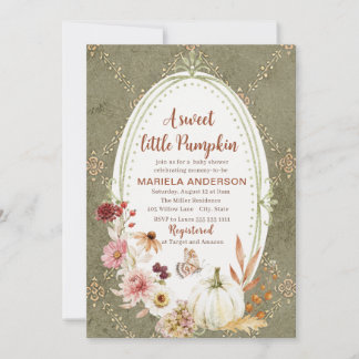 Elegante waterverf Een zoete kleine pompoen boho Kaart