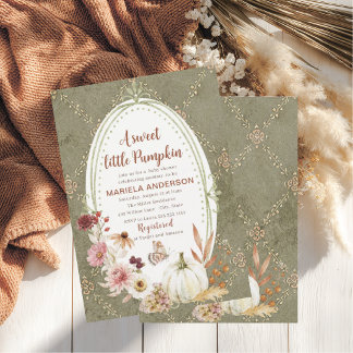 Elegante waterverf Een zoete kleine pompoen boho Kaart