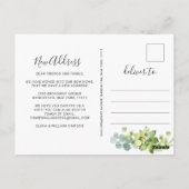 Elegante Waterverf Eucalyptus Bewegende Aankondigi Briefkaart (Achterkant)