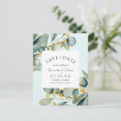 Elegante Waterverf Eucalyptus Boho Bewaar de datum Briefkaart (Staand voorkant)