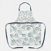 Elegante Waterverf eucalyptus botanisch monogram Schort (Voorkant)