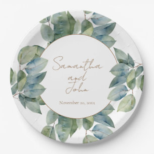 Elegante waterverf eucalyptus botanisch papieren bordje