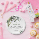 Elegante waterverf Eucalyptus Bruidsdouche Papier  Papieren Bordje (Feest)