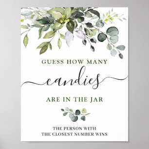 Elegante Waterverf Eucalyptus Bruiloftsborrel Post Poster