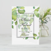 Elegante Waterverf eucalyptus groen bruiloft Kaart (Staand voorkant)