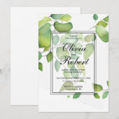 Elegante Waterverf eucalyptus groen bruiloft Kaart (Voorkant / Achterkant)