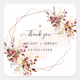 Elegante Waterverf Eucalyptus Herfst Dank u Vierkante Sticker