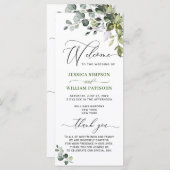 Elegante waterverf Eucalyptus huwelijksceremonie P Programma (Voorkant / Achterkant)