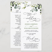Elegante Waterverf Eucalyptus Huwelijksceremonie Programma (Voorkant / Achterkant)