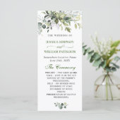 Elegante waterverf Eucalyptus huwelijksceremonie Programma (Staand voorkant)