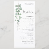 Elegante Waterverf Eucalyptus Wedding Menu (Voorkant)
