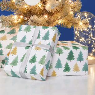 Elegante Waterverf Evergreen Forest Christmas Cadeaupapier