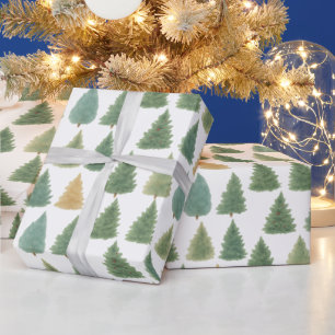 Elegante Waterverf Evergreen Forest kerstcadeau Cadeaupapier