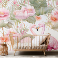Elegante Waterverf Flamingo & Tropische Bloemen Pa