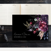 Elegante Waterverf Floral Black Wedding Gastenboek