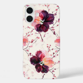 Elegante Waterverf Floral & Branches Patroon iPhone 16 Plus Hoesje