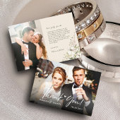 Elegante Waterverf Floral bruiloft foto Bedankkaart