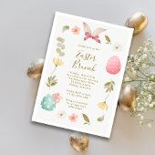 Elegante Waterverf Floral Bunny Egg Easter Brunch Kaart