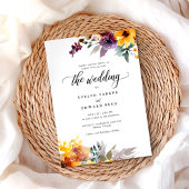 Elegante Waterverf Floral Fall Bruiloft Kaart