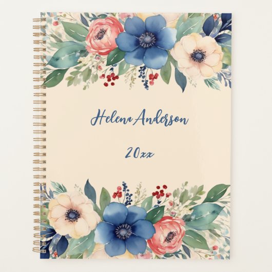 Elegante Waterverf Floral Feminine Planner (Voorkant)