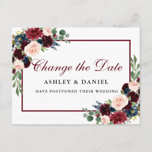 Elegante Waterverf Floral Gold Verander de datum Briefkaart