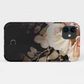 Elegante Waterverf Floral Monogram Zwart Case-Mate iPhone Case (Achterkant (horizontaal))