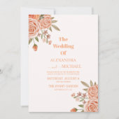 Elegante Waterverf Floral Peach Fuzz bruiloft Kaart (Voorkant)