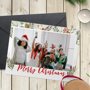 Elegante Waterverf Foliage Corporate Christmas Feestdagenkaart
