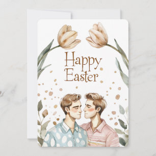Elegante Waterverf Gay Paar Easter Kaart
