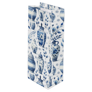 Elegante Waterverf gember potjes patroon Wijn Cadeautas